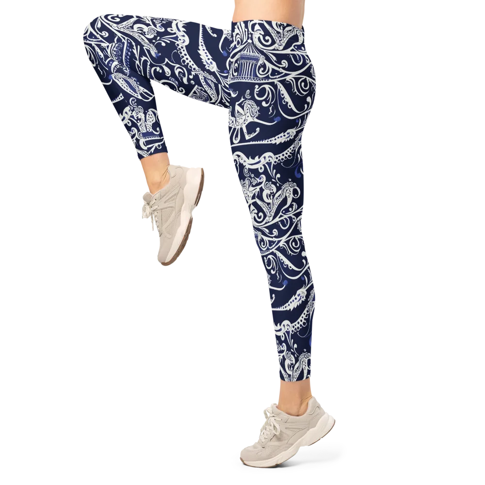 Navy Circus on Leggings — Left