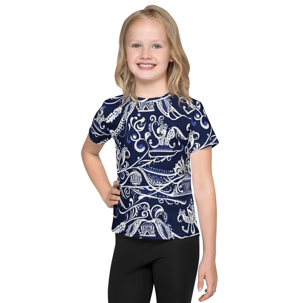 Navy Circus on Kids Crew Neck T-Shirt — Front