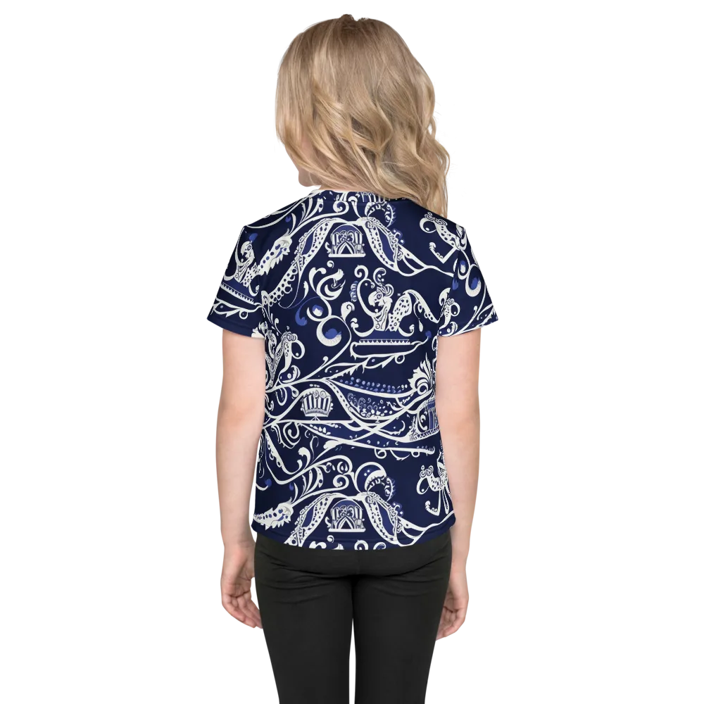 Navy Circus on Kids Crew Neck T-Shirt — Back
