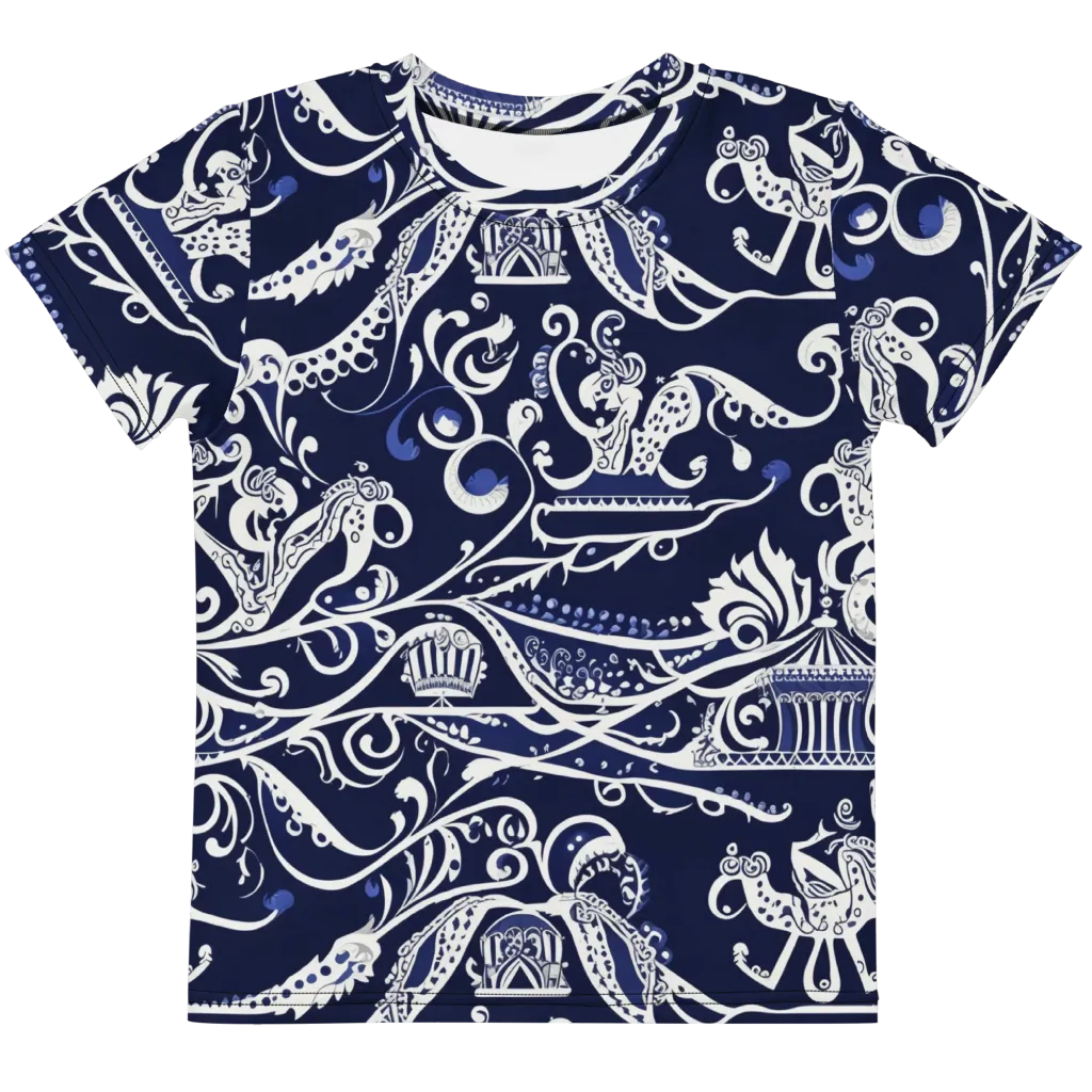 Navy Circus on Kids Crew Neck T-Shirt — Front
