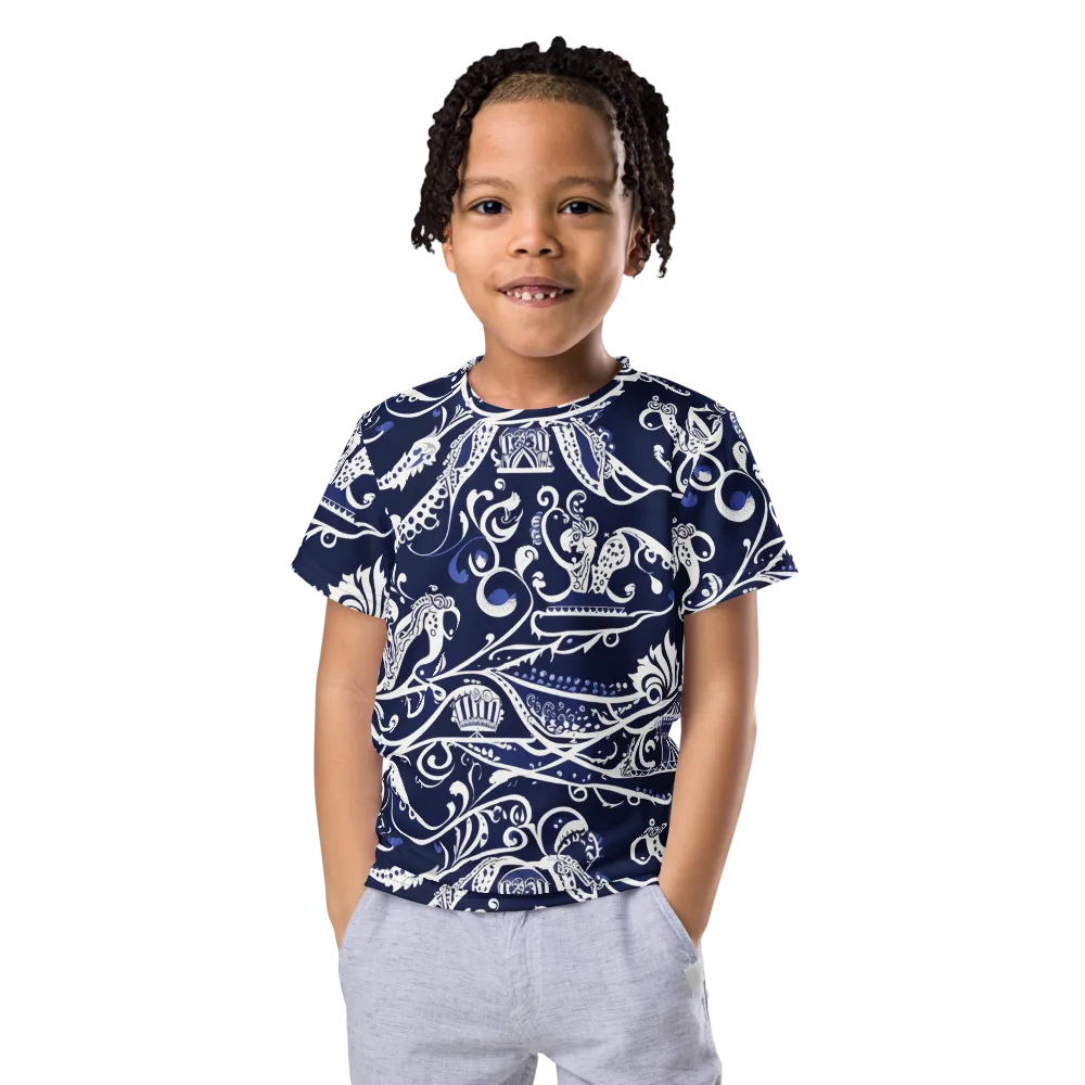 Navy Circus on Kids Crew Neck T-Shirt — Front
