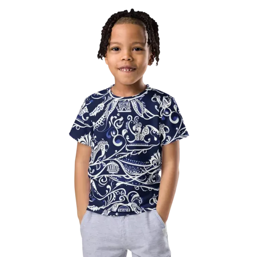 Navy Circus on a Kids Crew Neck T-Shirt