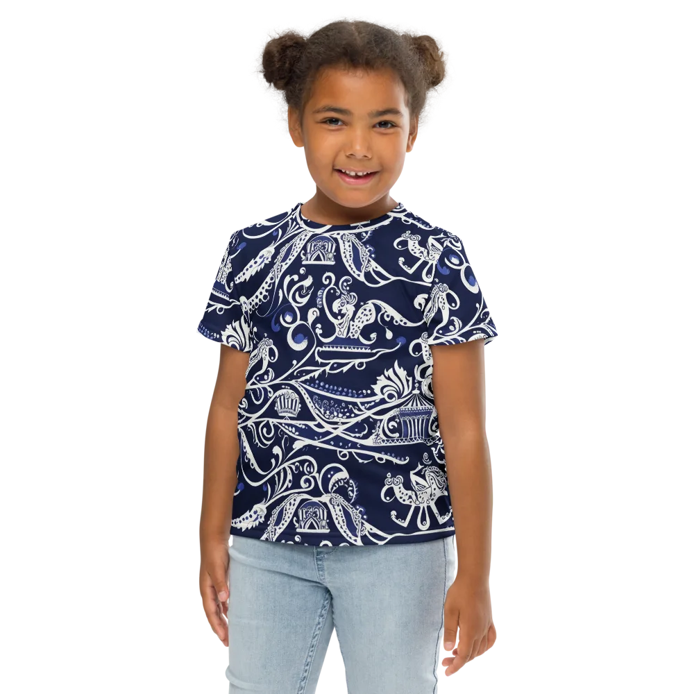Navy Circus on Kids Crew Neck T-Shirt — Front