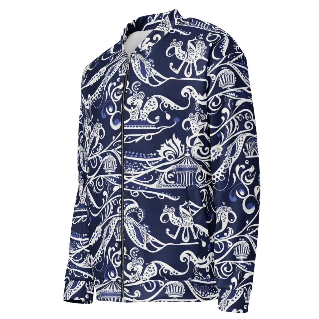 Navy Circus on Bomber Jacket — Left Front
