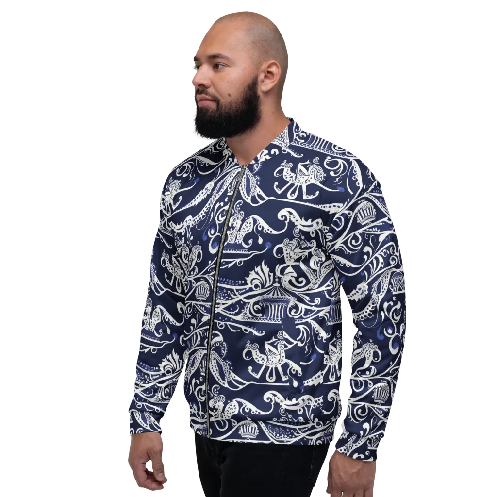 Navy Circus on Bomber Jacket — Left