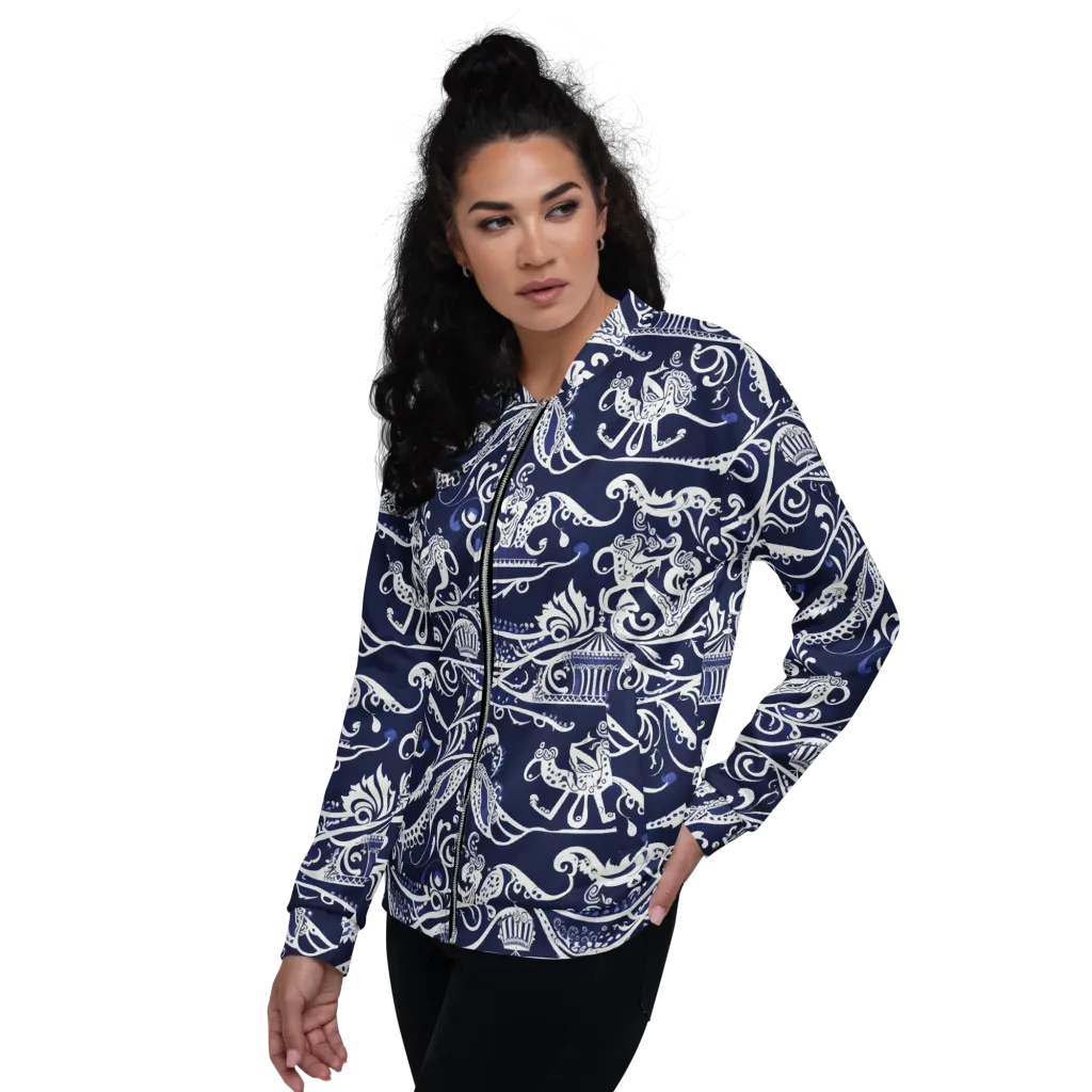 Navy Circus on Bomber Jacket — Left
