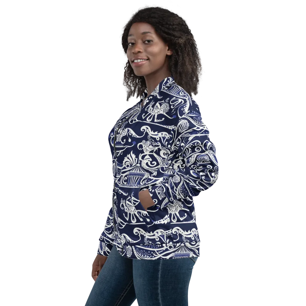 Navy Circus on Bomber Jacket — Left