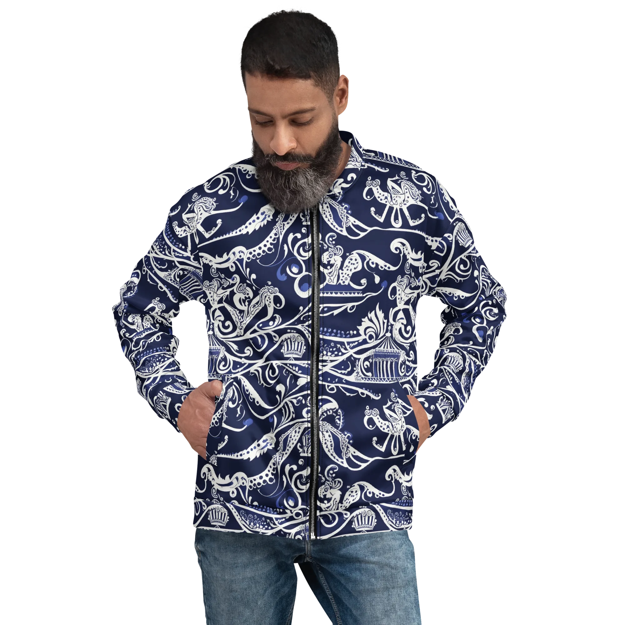 Navy Circus on Bomber Jacket — Front
