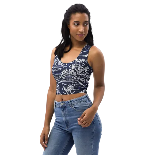 Navy Circus on a Crop Top