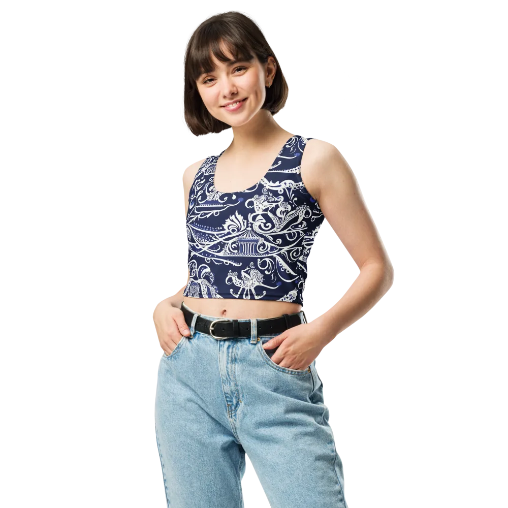 Navy Circus on Crop Top — Front