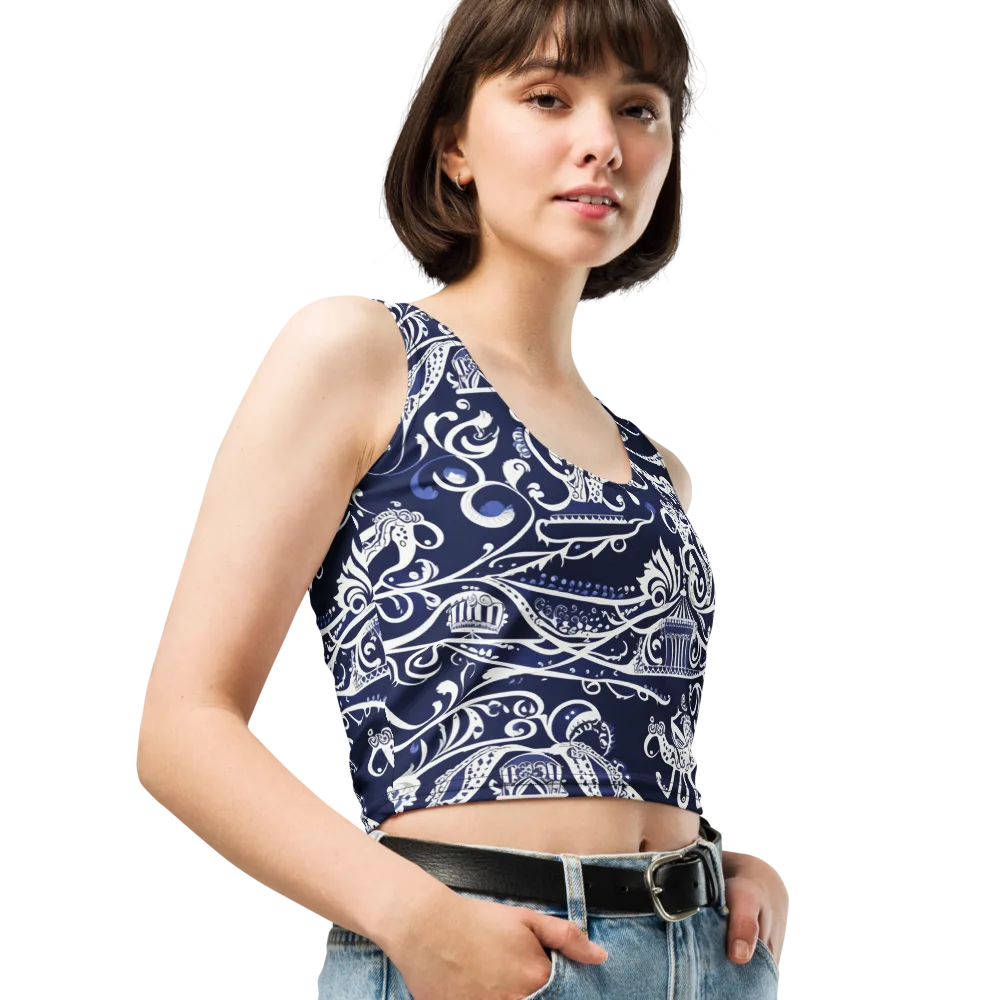 Navy Circus on Crop Top — Right Front