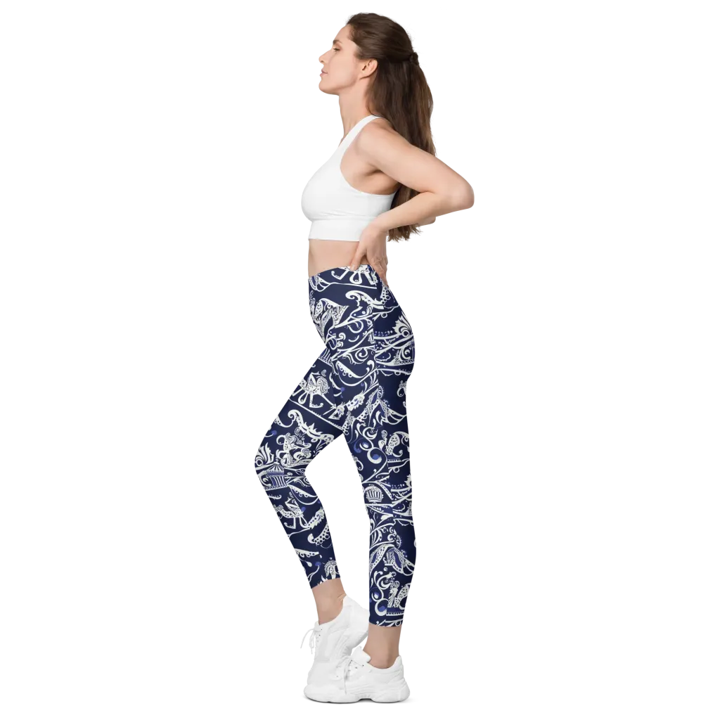 Navy Circus on Leggings with Pockets — Left
