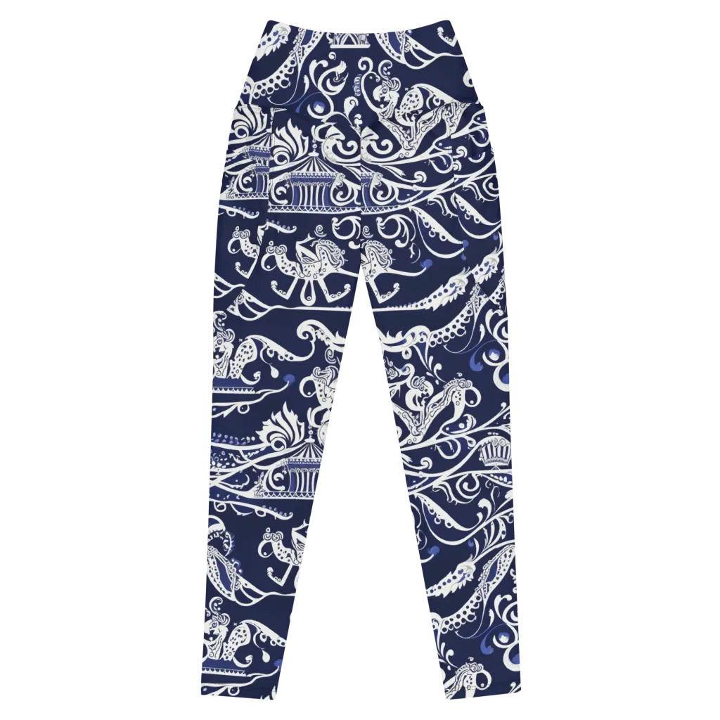 Navy Circus on Leggings with Pockets — Front