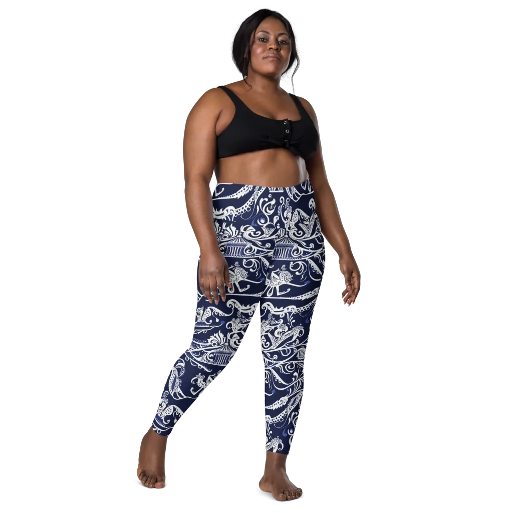 Navy Circus on Leggings with Pockets — Front