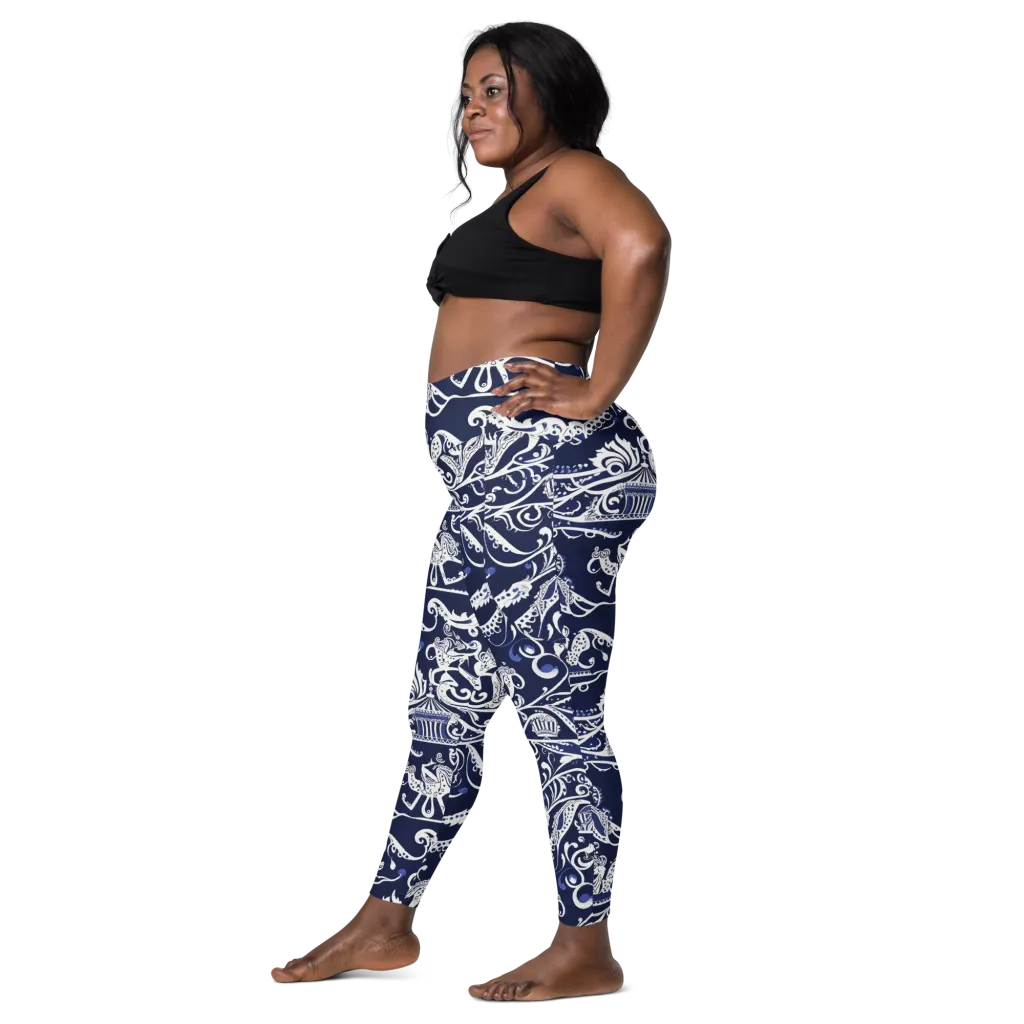 Navy Circus on Leggings with Pockets — Left