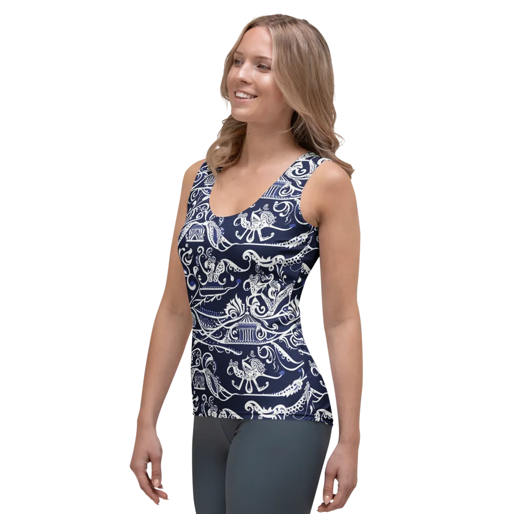 Navy Circus on Women's Tank Top — Left Front