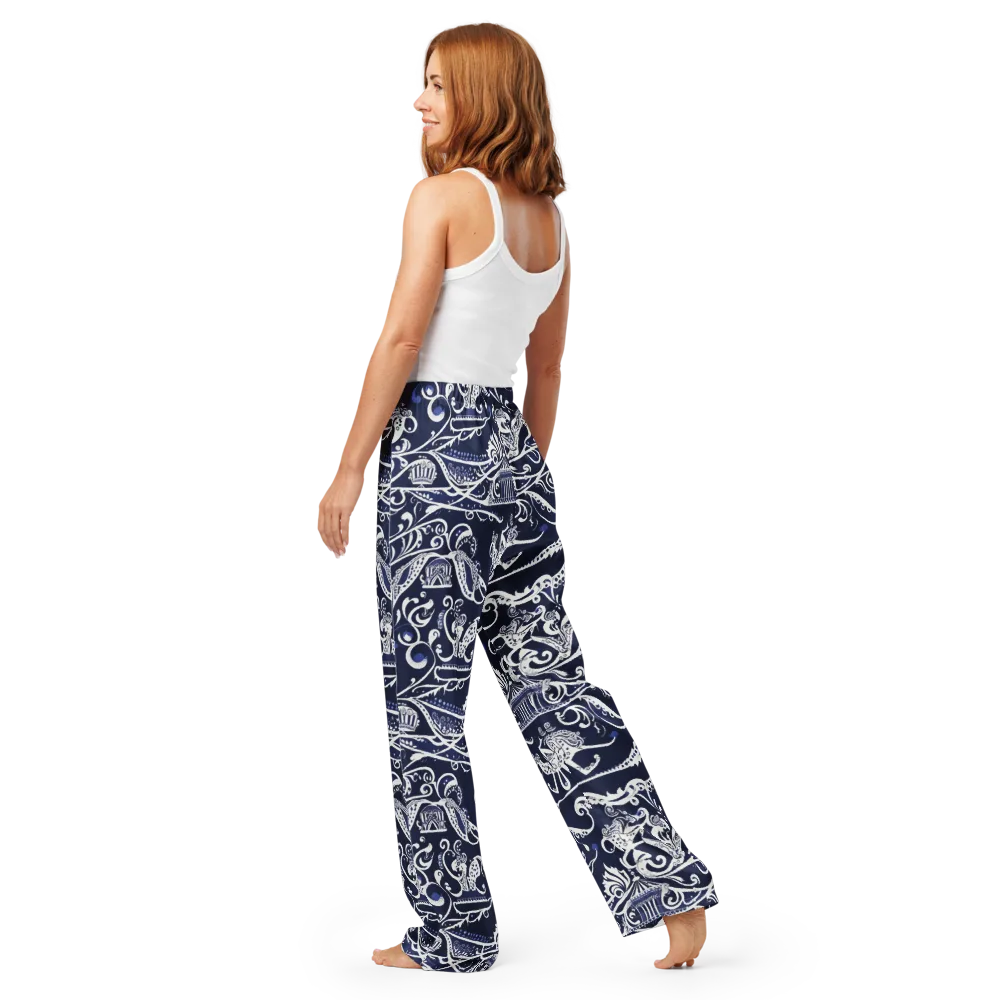 Navy Circus on Women's Pajama Pants — Back