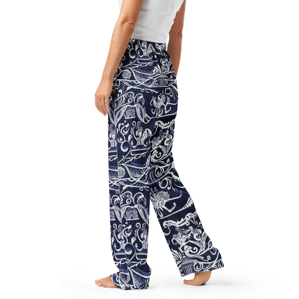 Navy Circus on Women's Pajama Pants — Left