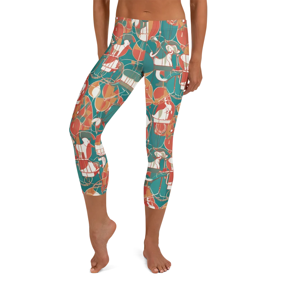 Elephant Airlift on Capri Leggings — Front
