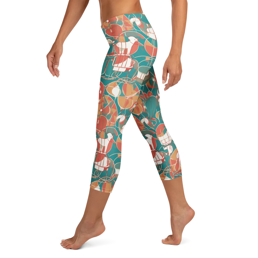 Elephant Airlift on Capri Leggings — Left
