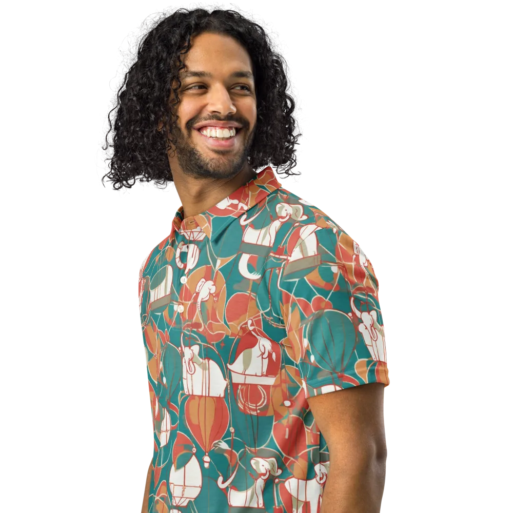 Elephant Airlift on Men's Slim Fit Polo Shirt — Left Front