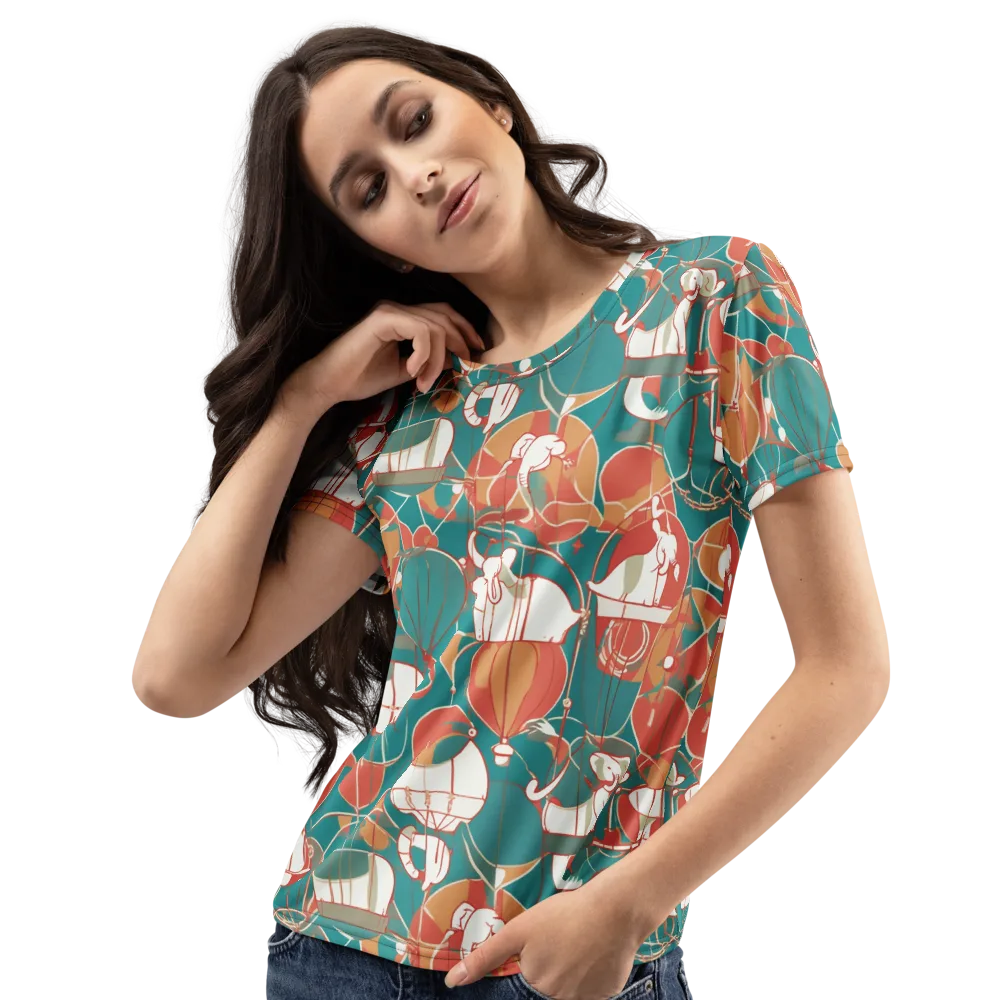 Elephant Airlift on Women's Crew Neck T-Shirt — Left Front
