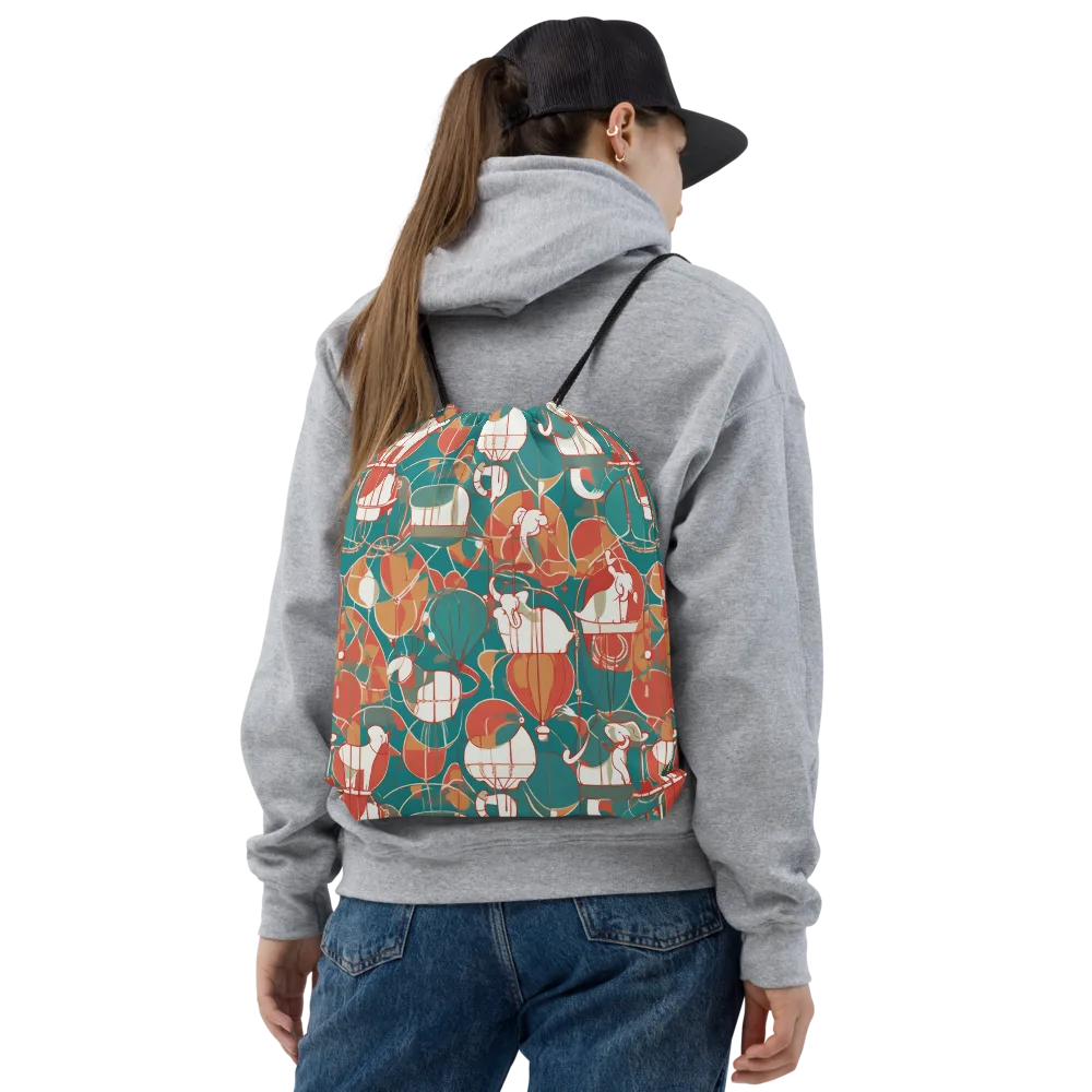 Elephant Airlift on Drawstring Bag — Front