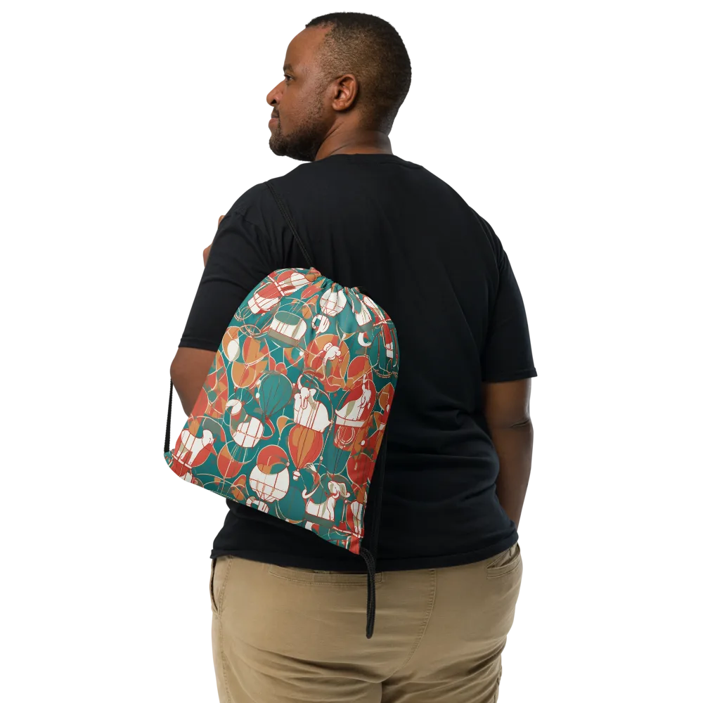 Elephant Airlift on Drawstring Bag — Front