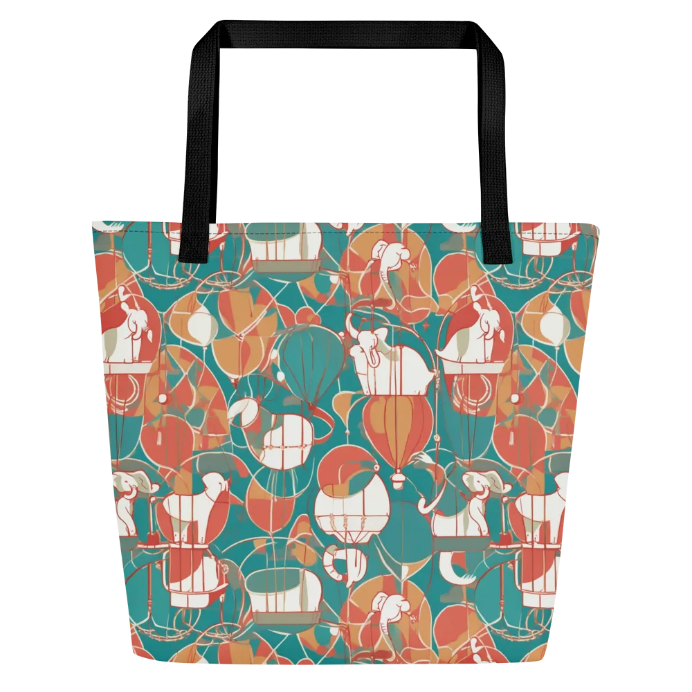 Elephant Airlift on Large Tote Bag W/ Pocket — Front