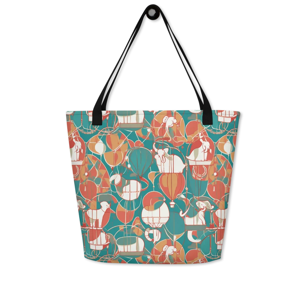 Elephant Airlift on Large Tote Bag W/ Pocket — Front