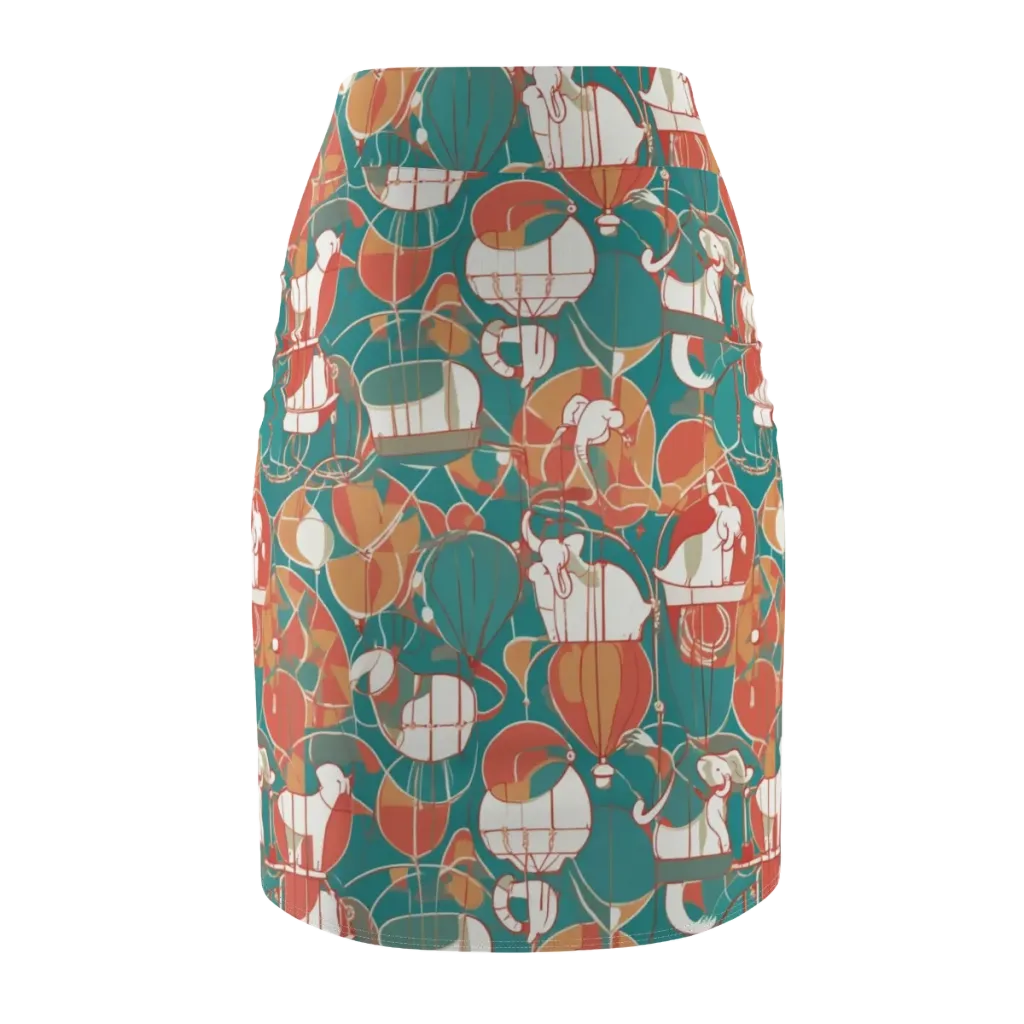 Elephant Airlift on Pencil Skirt — Back