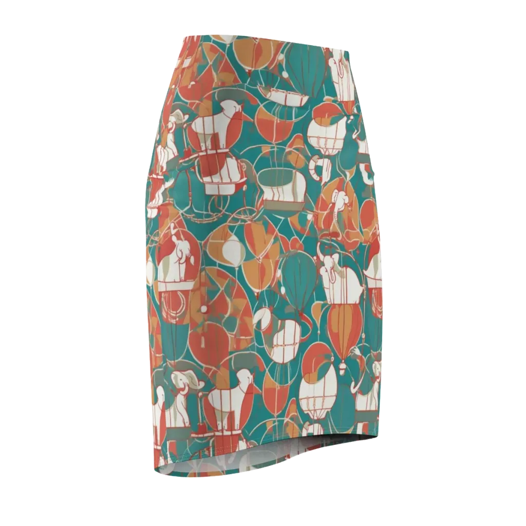 Elephant Airlift on Pencil Skirt — Front Side