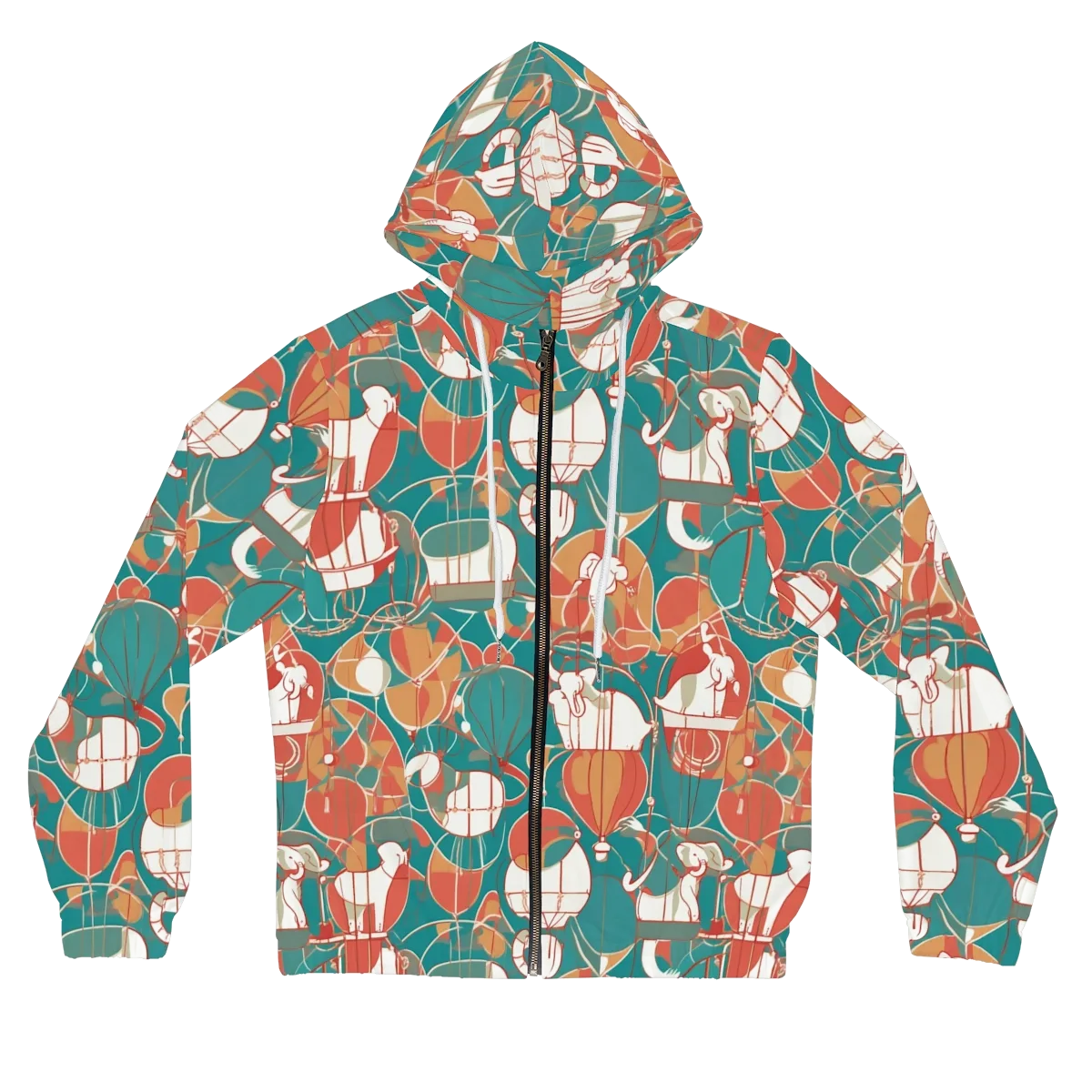 Elephant Airlift on Women's Full-Zip Hoodie — Front