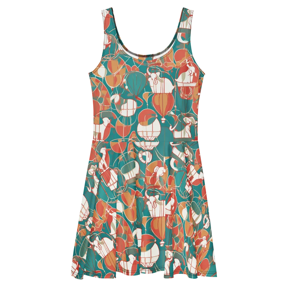Elephant Airlift on Skater Dress — Front