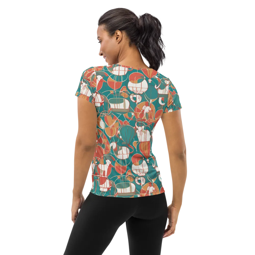 Elephant Airlift on Women's Athletic T-Shirt — Back