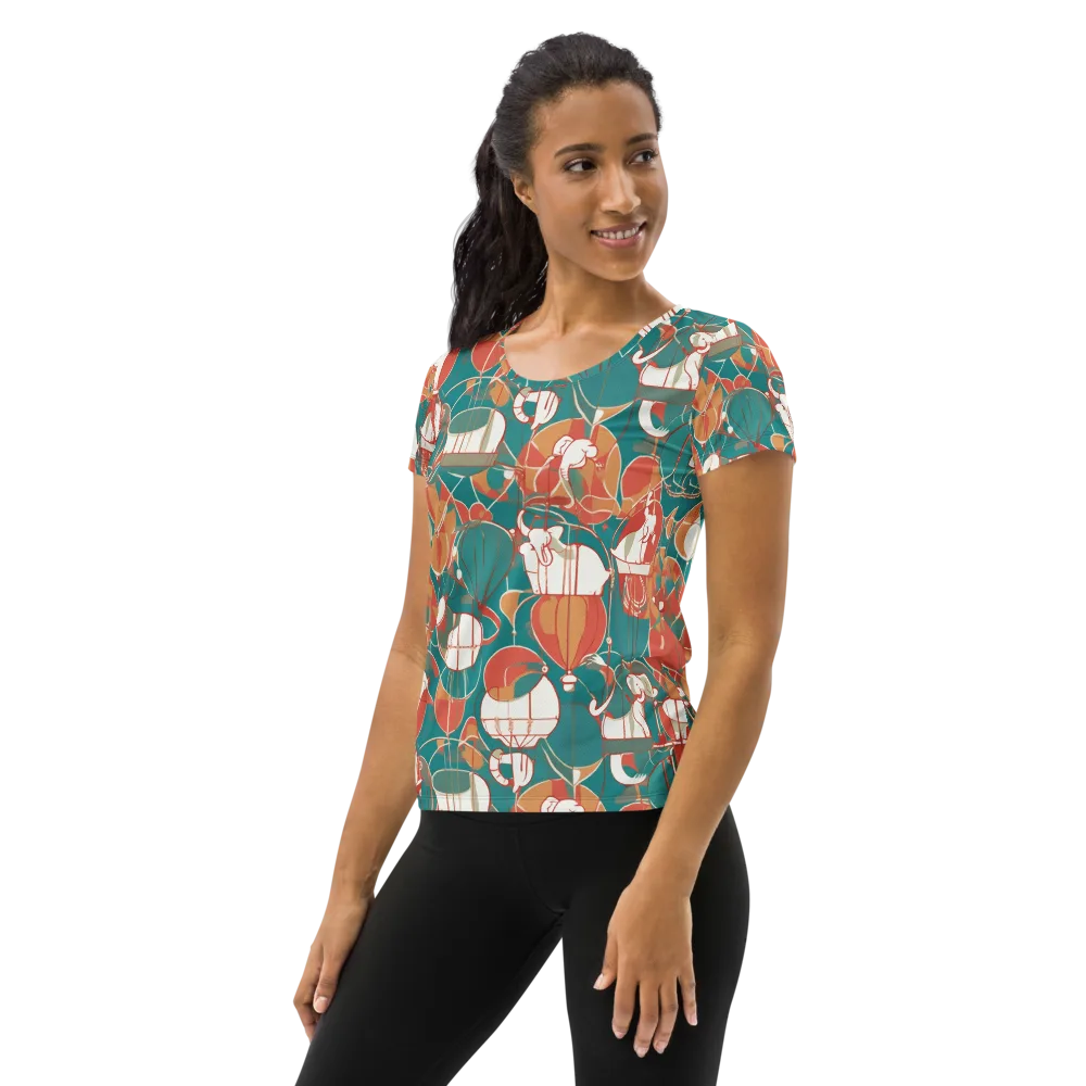 Elephant Airlift on Women's Athletic T-Shirt — Left