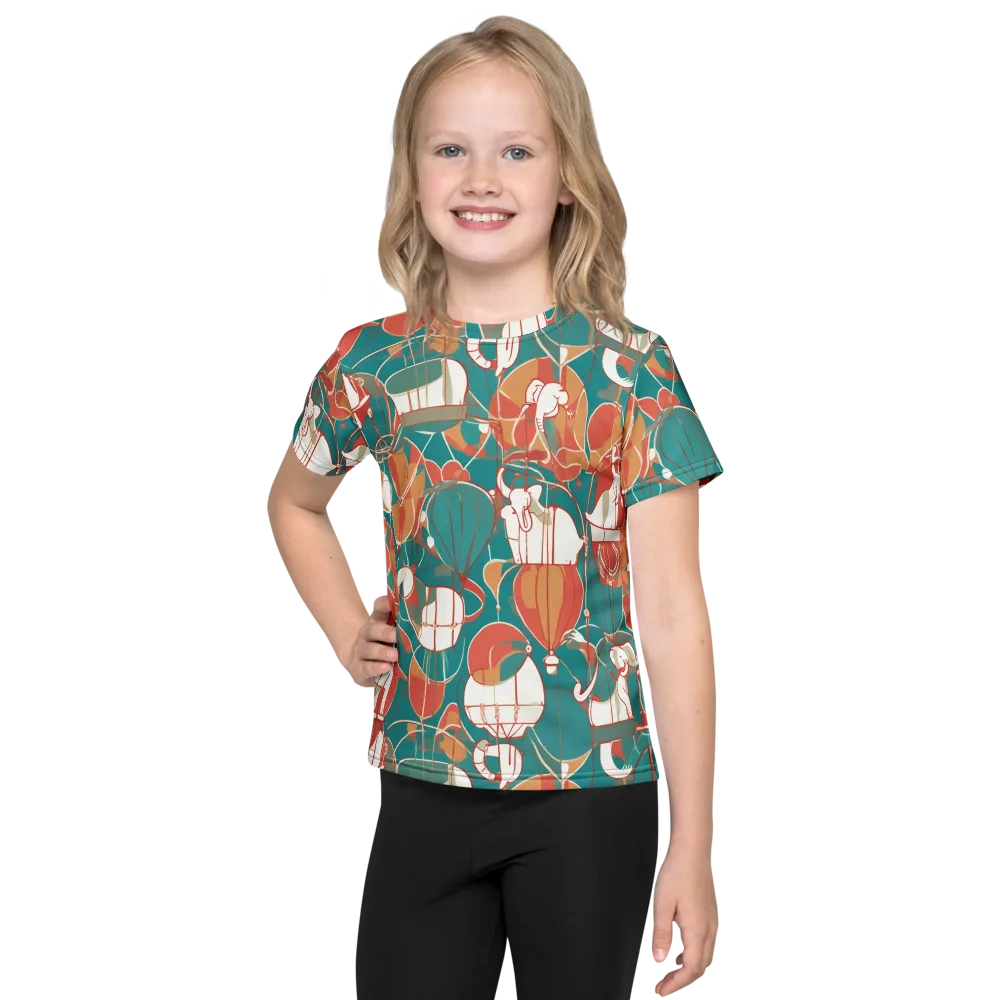 Elephant Airlift on Kids Crew Neck T-Shirt — Front