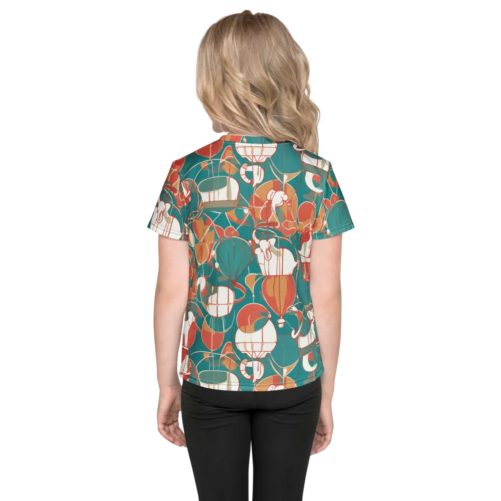 Elephant Airlift on Kids Crew Neck T-Shirt — Back