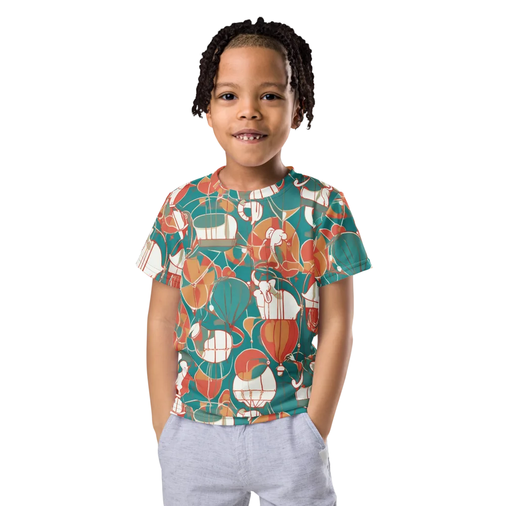 Elephant Airlift on Kids Crew Neck T-Shirt — Front