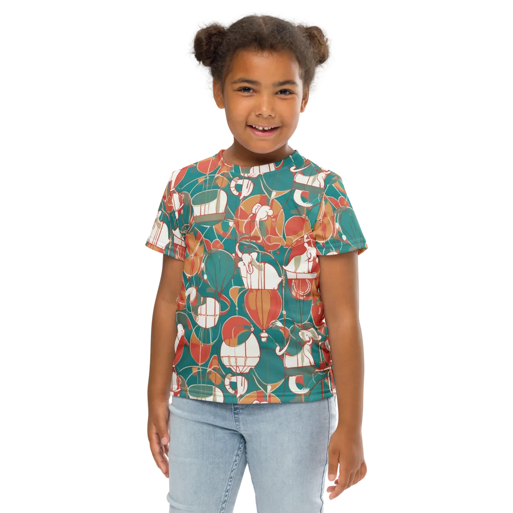 Elephant Airlift on Kids Crew Neck T-Shirt — Front