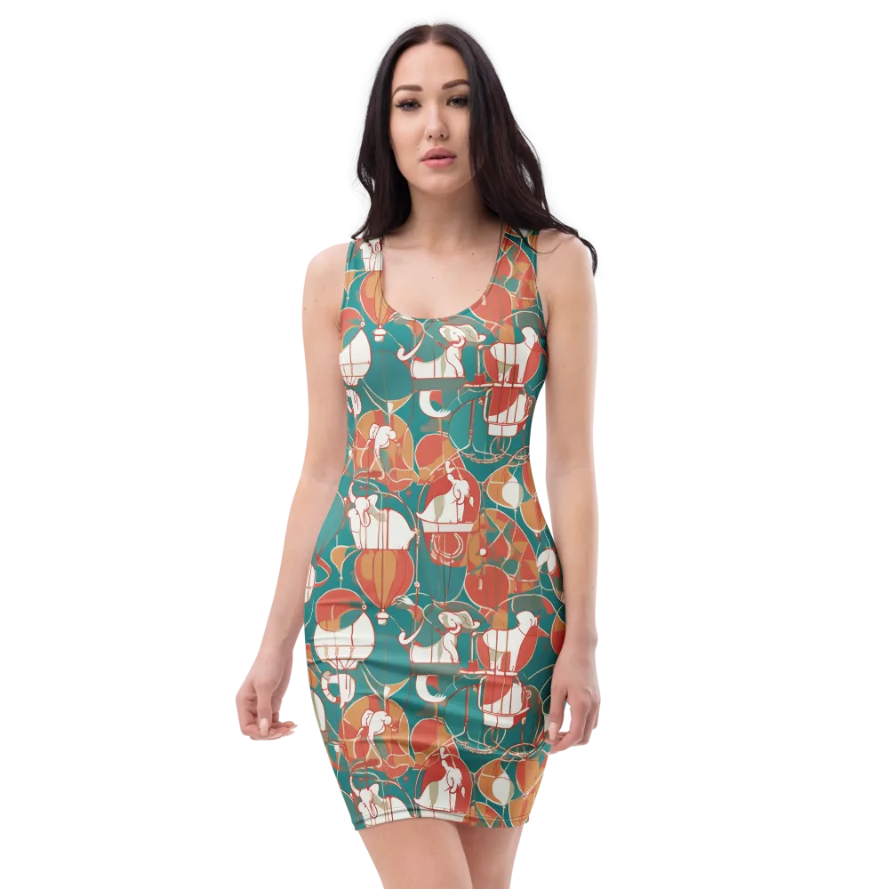 Elephant Airlift on Bodycon Dress — Front