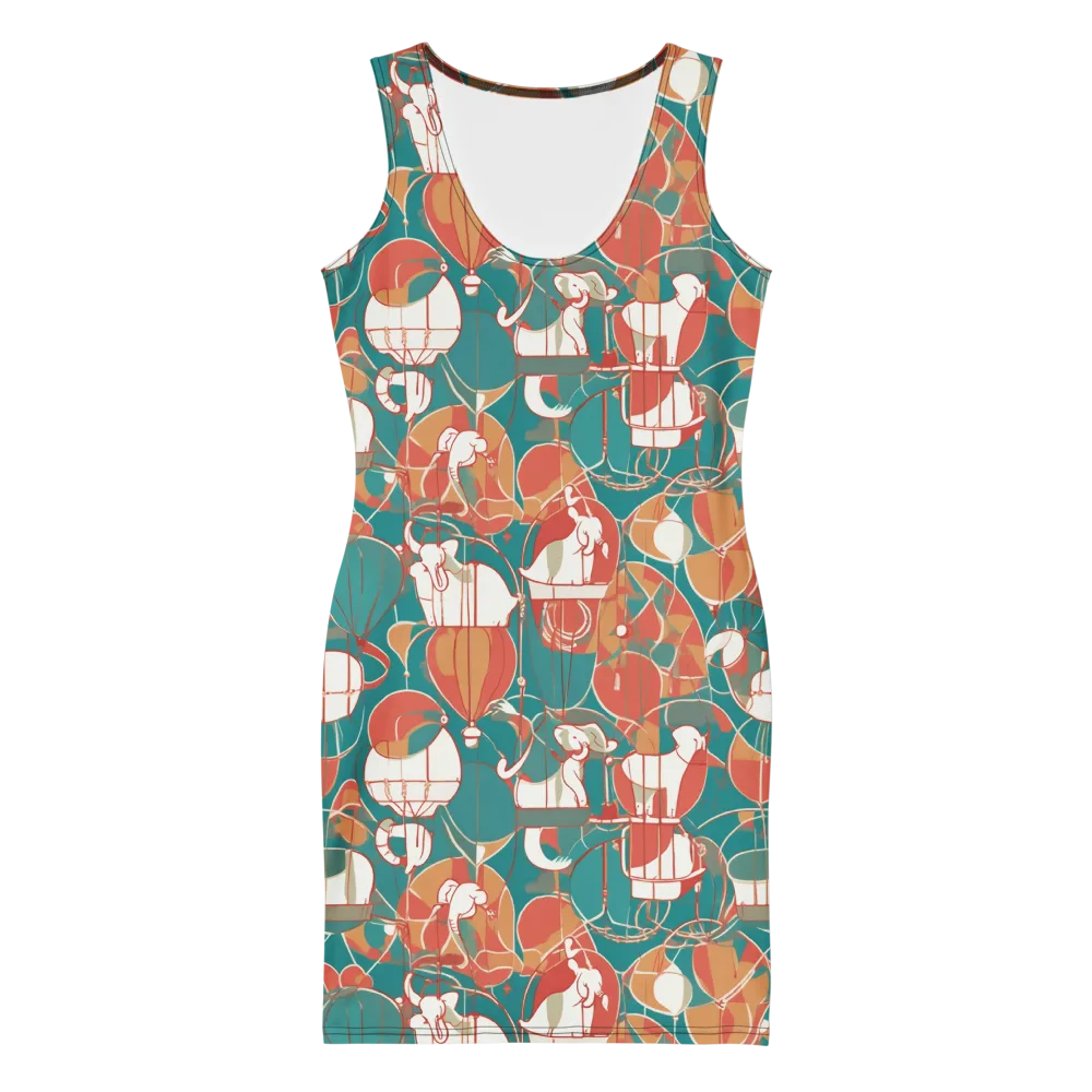 Elephant Airlift on Bodycon Dress — Front
