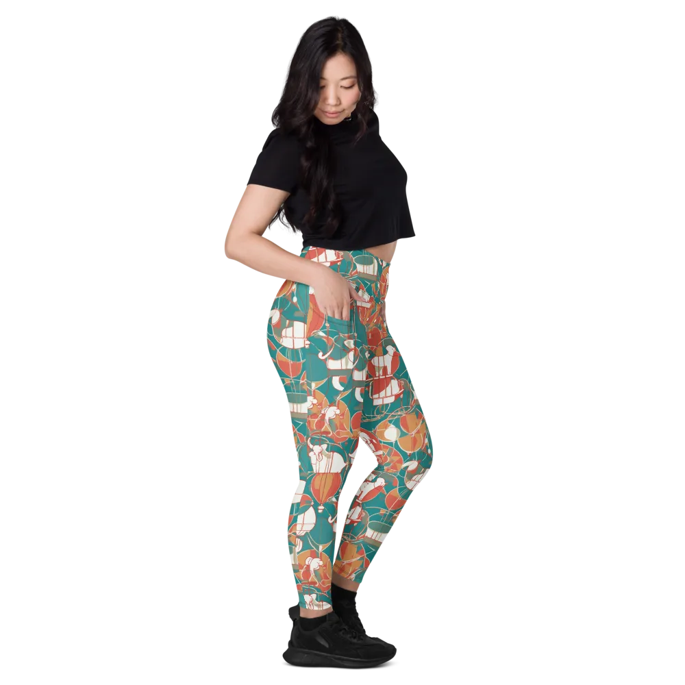 Elephant Airlift on Leggings with Pockets — Right