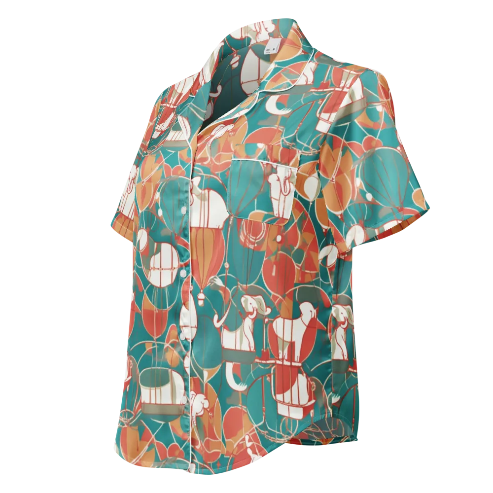 Elephant Airlift on Women's Short Sleeve Pajama Top — Left Front