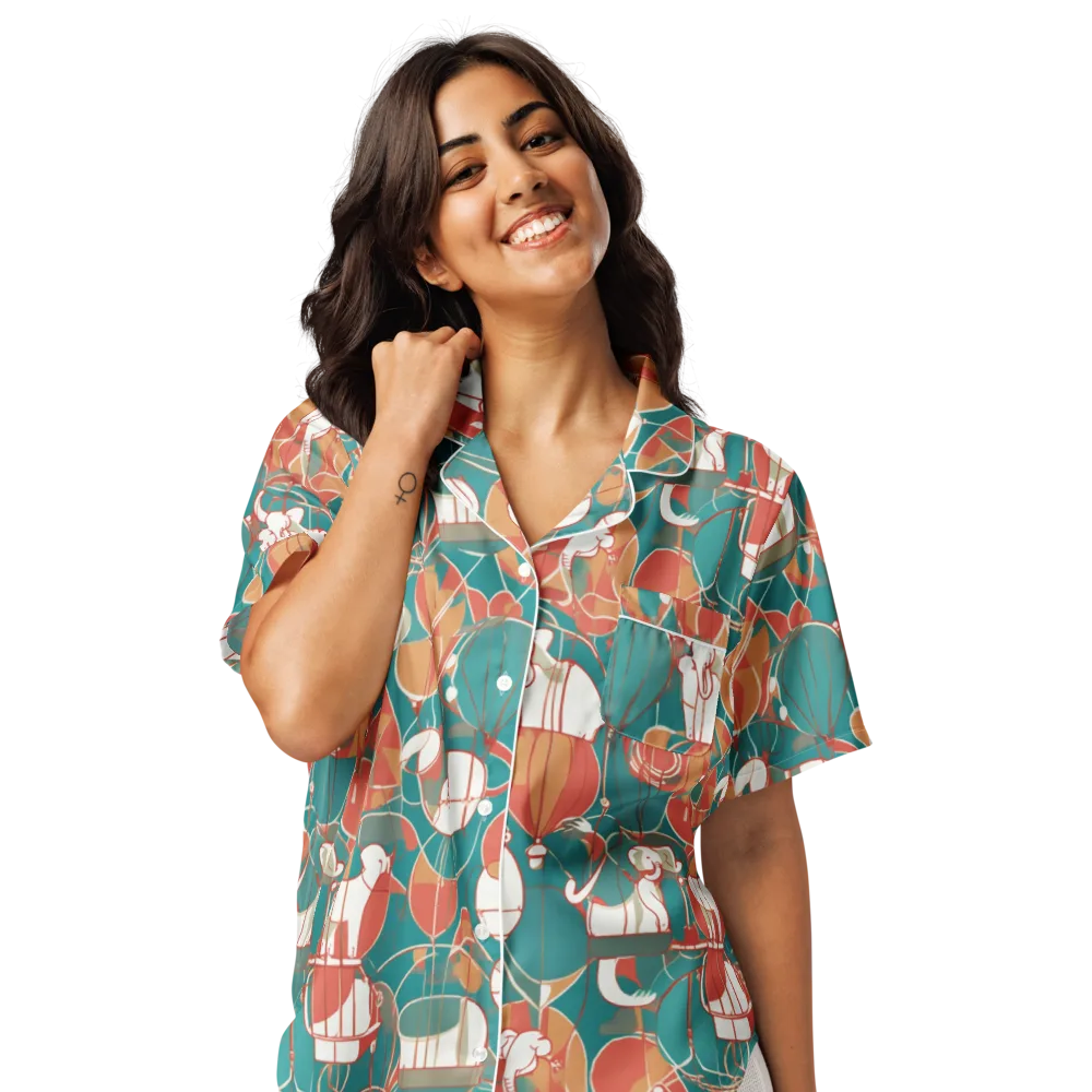 Elephant Airlift on Women's Short Sleeve Pajama Top — Front