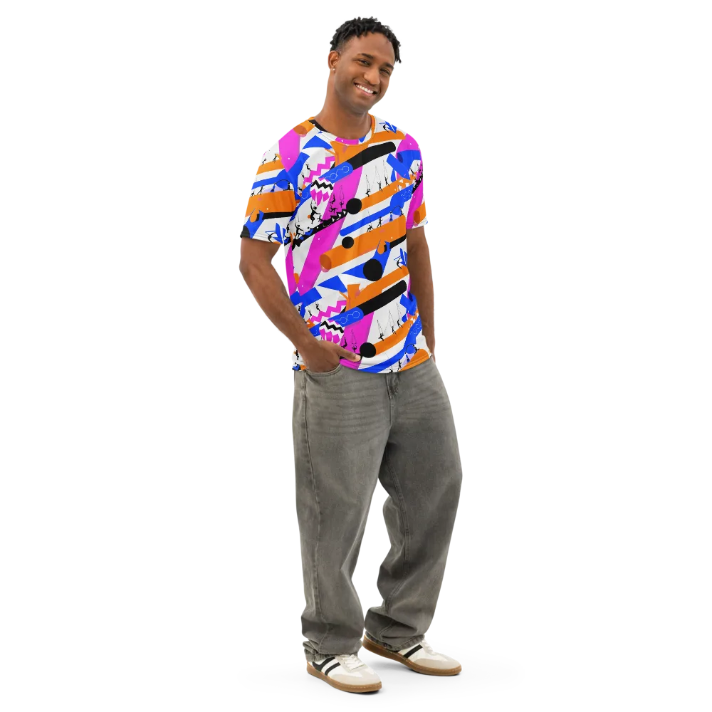 Skyline Swing on Men's Cotton Crew Neck T-Shirt — Right Front