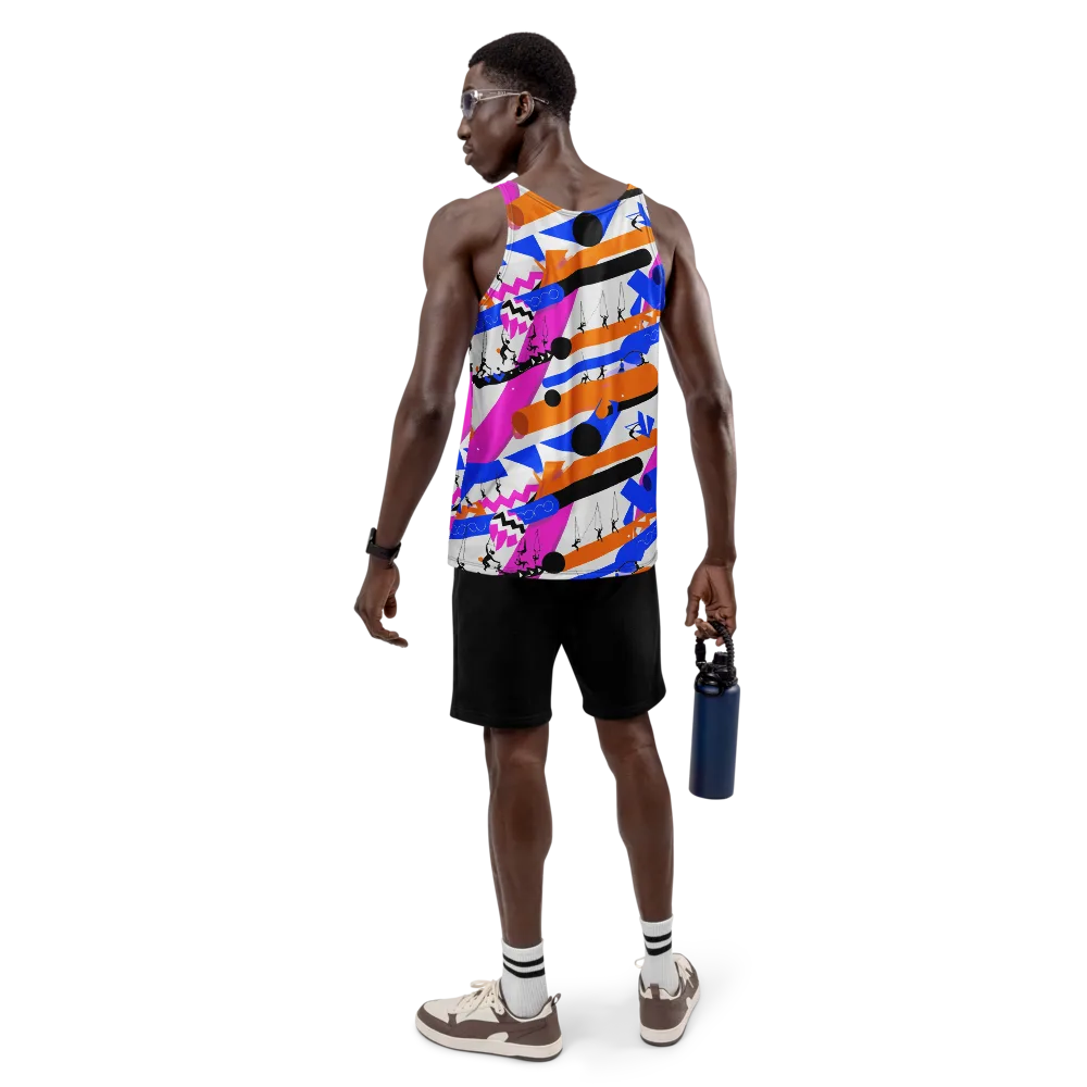Skyline Swing on Men's Tank Top — Back