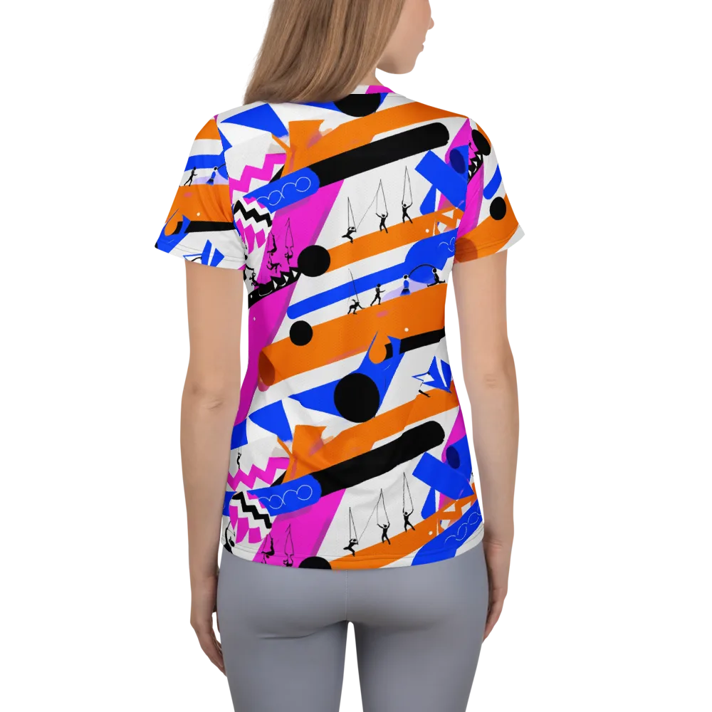 Skyline Swing on Women's Athletic T-Shirt — Back