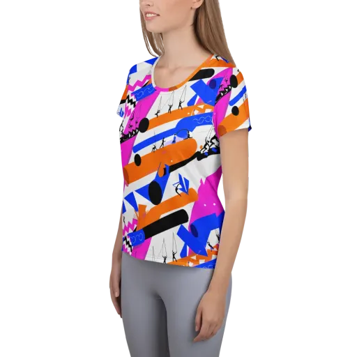Skyline Swing on a Women's Athletic T-Shirt