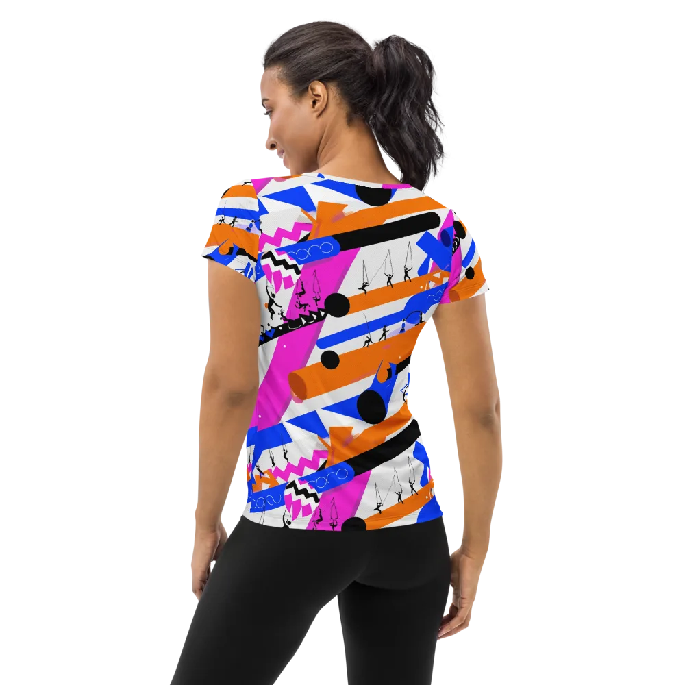 Skyline Swing on Women's Athletic T-Shirt — Back